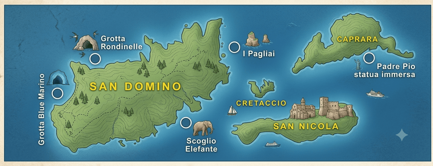 Mappa illustrata Isole Tremiti